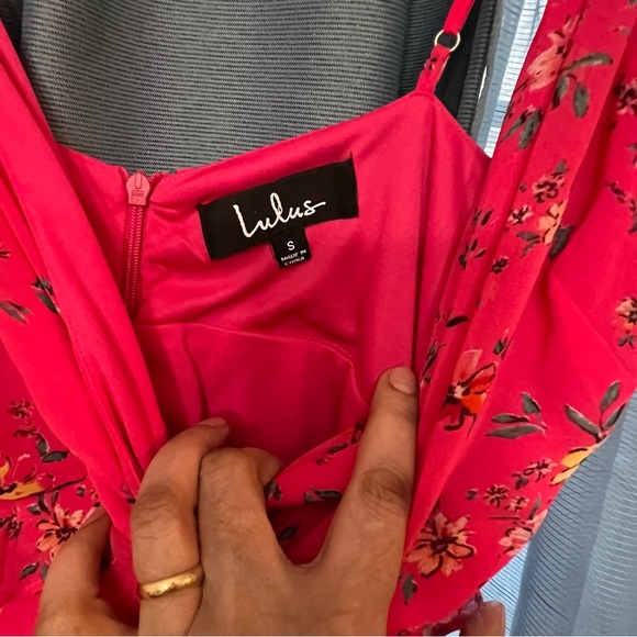 Lulus Sunshine Bouquet Fuchsia Pink Floral Print Ruffled Maxi Dress - Picture 9 of 9